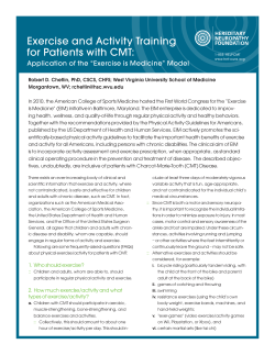 Exercise and Activity Training for Patients with CMT: