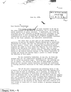 Letter, Eccles to Vandenberg. June 14, 1938.