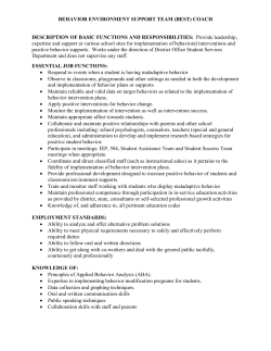 BEHAVIOR ENVIRONMENT SUPPORT TEAM (BEST) COACH