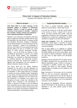 Policy brief: In Support of Federalism Debates, Summary