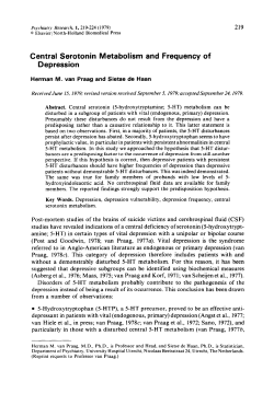 Central Serotonin Metabolism and Frequency of Depression