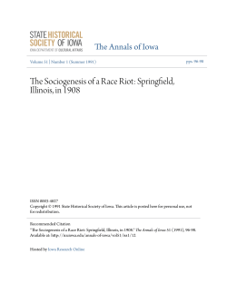 The Sociogenesis of a Race Riot: Springfield, Illinois, in 1908