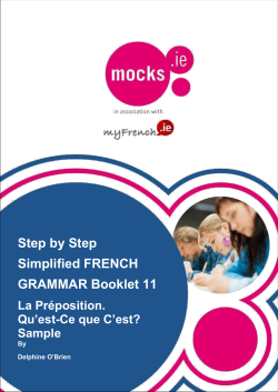Leaving Cert French Notes - La Pr&eacute;position