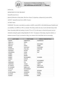 Quarterly Publication of Individuals, Who Have Chosen To