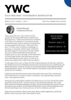 YWC, Newsletter 1, March 2017