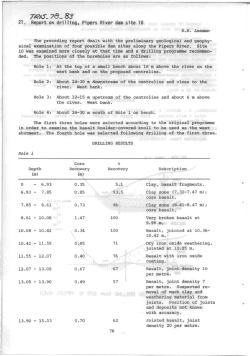Page 1 &bull; TRIS_78_ 83 21. Report on drilling, Pipers River dam site