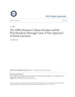 The 1890s Mormon Culture of Letters and the Post