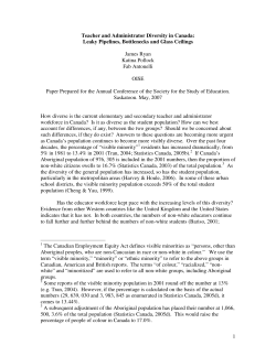 Teacher and Administrator Diversity in Canada