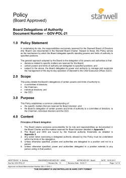 Board Delegations of Authority Policy