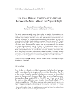 The Class Basis of Switzerland`s Cleavage between the New Left