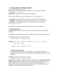 * 1.1 Operations with Polynomials: ( )