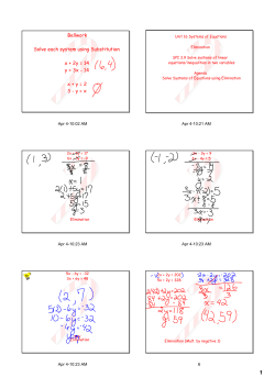 Bellwork Solve each system using Substitution x + 2y = 14 y = 3x