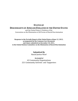 Status of Descendants of Africans Enslaved in the United States and