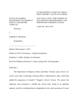 STATE OF FLORIDA, DEPARTMENT OF HIGHWAY SAFETY AND
