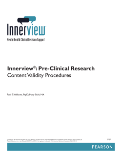 Innerview&reg;: Pre-Clinical Research Content Validity