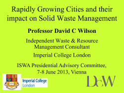 Rapidly Growing Cities and their impact on Solid Waste Management