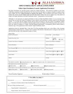 OPEN ENROLLMENT APPLICATION FORM