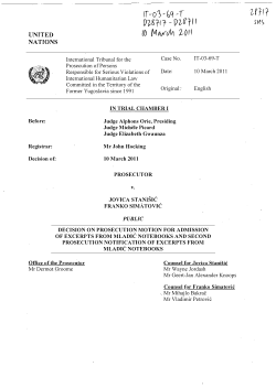 Decision on prosecution motion for admission of excerpts