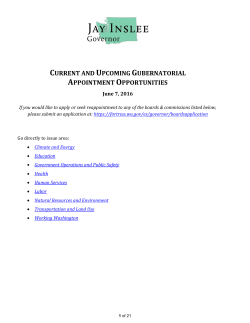 CURRENT AND UPCOMING GUBERNATORIAL APPOINTMENT