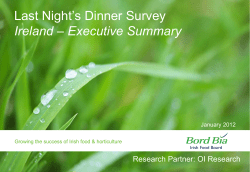 Last Night‟s Dinner Survey Ireland &ndash; Executive Summary
