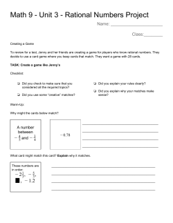 Math 9 Unit 3 Rational Numbers Project
