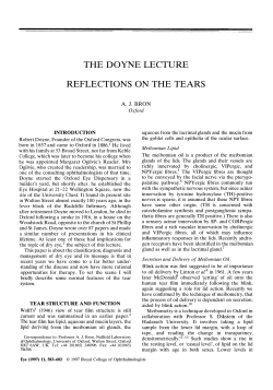 the doyne lecture reflections on the tears