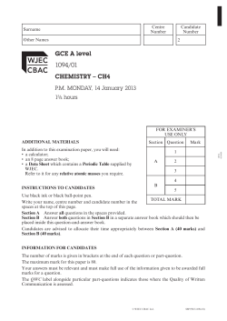 GCE A level 1094/01 CHEMISTRY &ndash; CH4