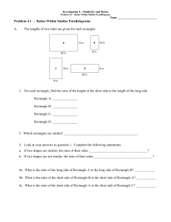 ! Problem 4.1 &ndash; Ratios Within Similar Parallelograms A. The lengths