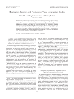 Rumination, Emotion, and Forgiveness