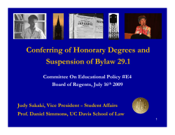 Conferring of Honorary Degrees and Suspension of Bylaw 29.1