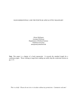 HANS MORGENTHAU AND THE POSTWAR APOCALYPTIC