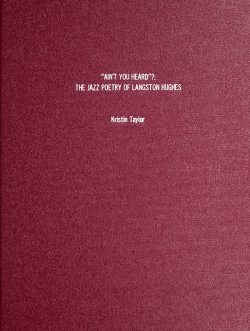 "Ain`t You Heard"?: The Jazz Poetry of Langston Hughes