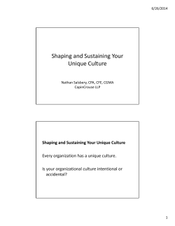 Shaping and Sustaining Your Unique Culture
