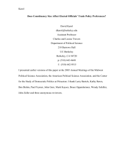 Karol Does Constituency Size Affect Elected Officials` Trade Policy