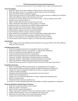 2015 Environmental Systems Final Exam Review ~ You may use