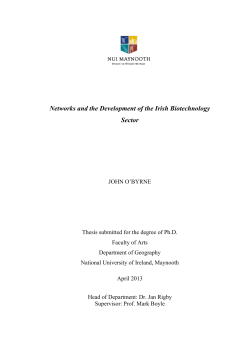 Networks and the Development of the Irish Biotechnology Sector