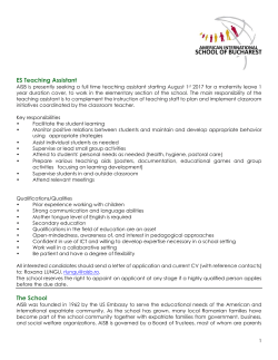 ES Teaching Assistant - American International School of Bucharest