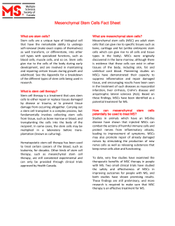 Mesenchymal Stem Cells Fact Sheet