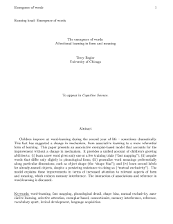 The emergence of words - Language and Cognition Lab