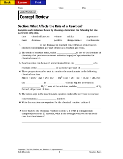 Concept Review: What Affects the Rate of a Reaction?