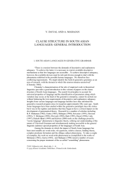 CLAUSE STRUCTURE IN SOUTH ASIAN LANGUAGES: GENERAL