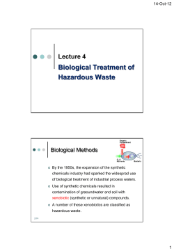 Lecture 4 Biological Treatment of Hazardous Waste