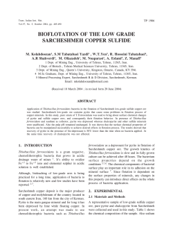 BIOFLOTATION OF THE LOW GRADE SARCHESHMEH COPPER