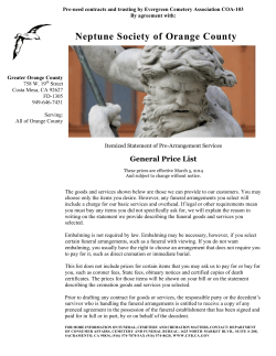 Orange County Price Information Pre-need
