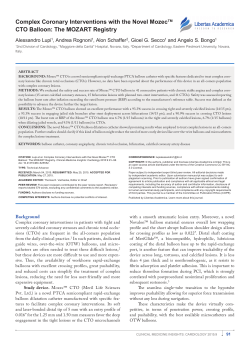 Complex Coronary Interventions with the Novel Mozec&trade; CTO Balloon