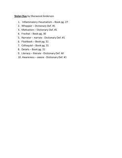 Stolen Day by Sherwood Anderson 1. Inflammatory rheumatism