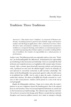 Tradition: Three Traditions