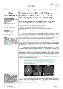 Management of CSF Leak Following Incidental Durotomy during