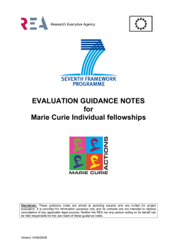 EVALUATION GUIDANCE NOTES for Marie Curie Individual