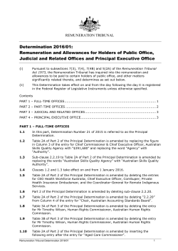 Determination 2016/01: Remuneration and